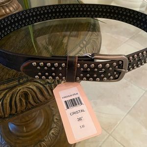 Black leather belt with studding